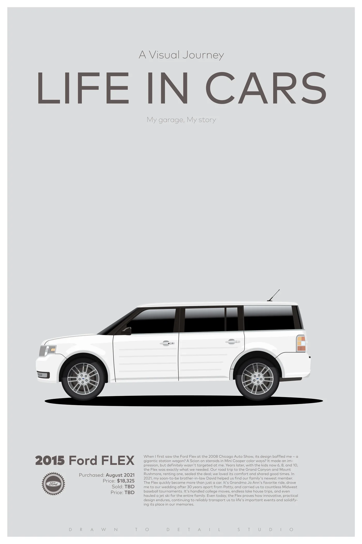 2015 Ford Flex — a flat-illustration portrait by Drawn to Detail Studio