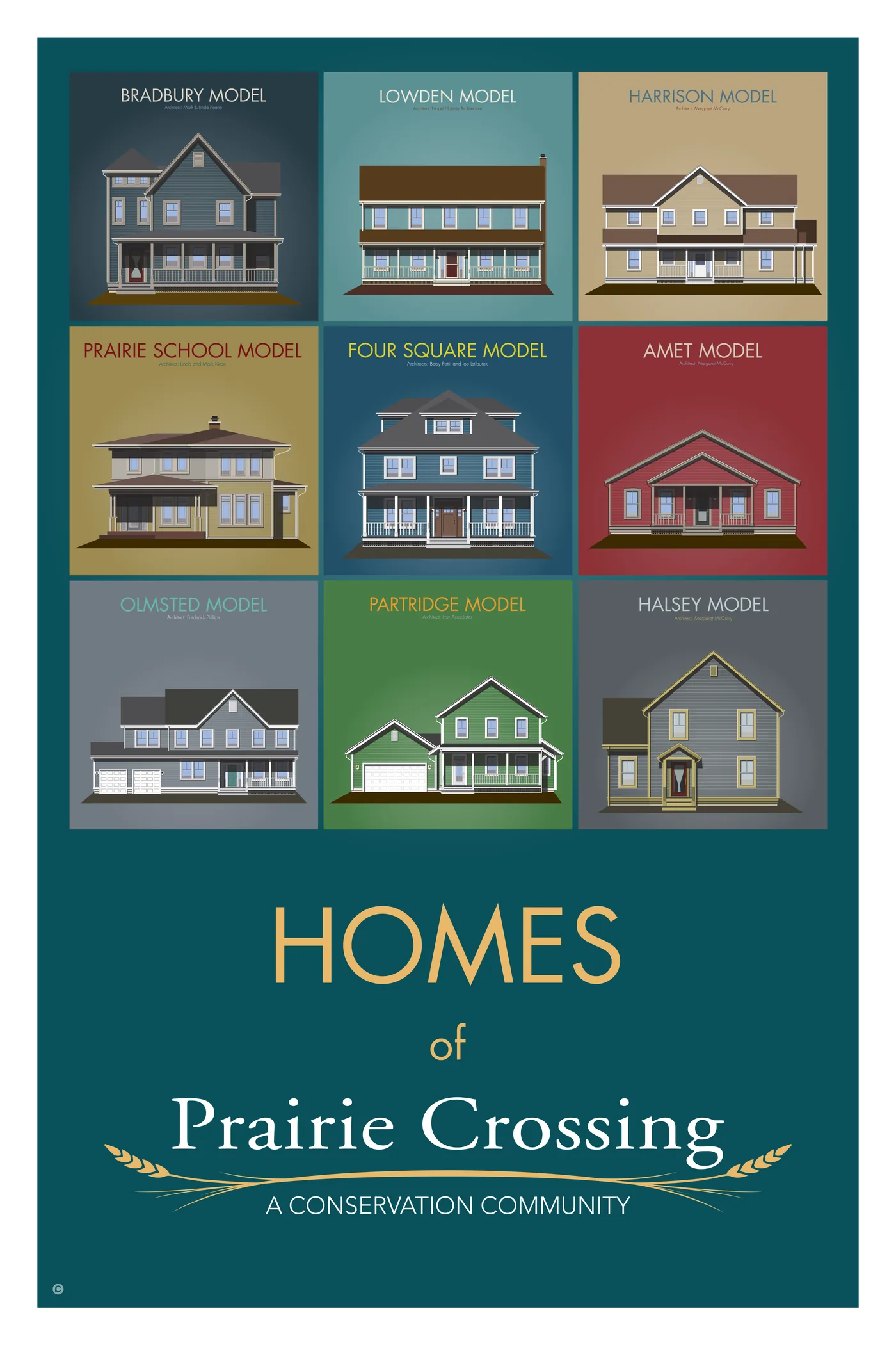 Homes of Prairie Crossing — a flat-illustration portrait by Drawn to Detail Studio